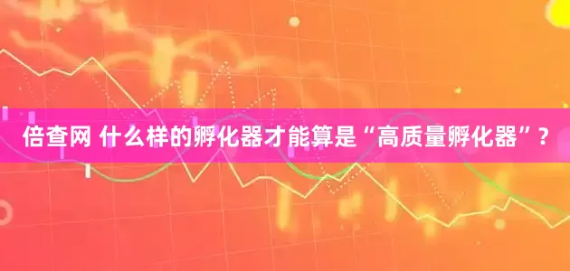 倍查网 什么样的孵化器才能算是“高质量孵化器”？