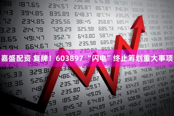 嘉盛配资 复牌！603897 “闪电”终止筹划重大事项
